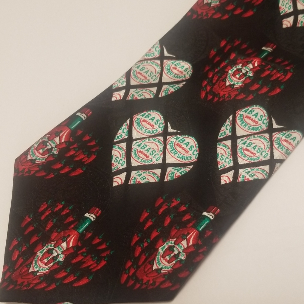Tabasco Necktie Black Red Bottles